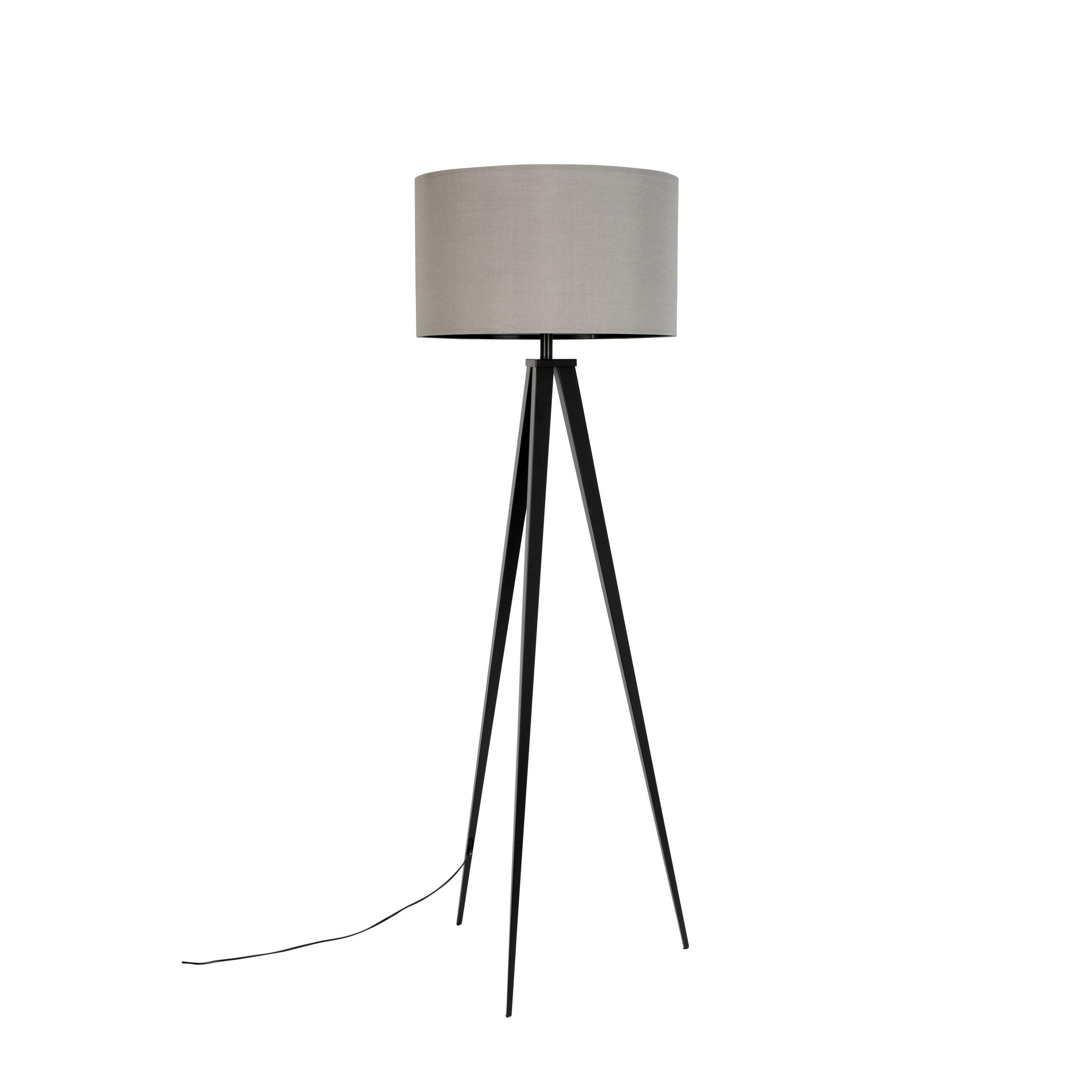 STEHLAMPE Tripod mit Stativ Schwarz/ Grau - Grau, Metall (50/50/157cm) - Zuiver