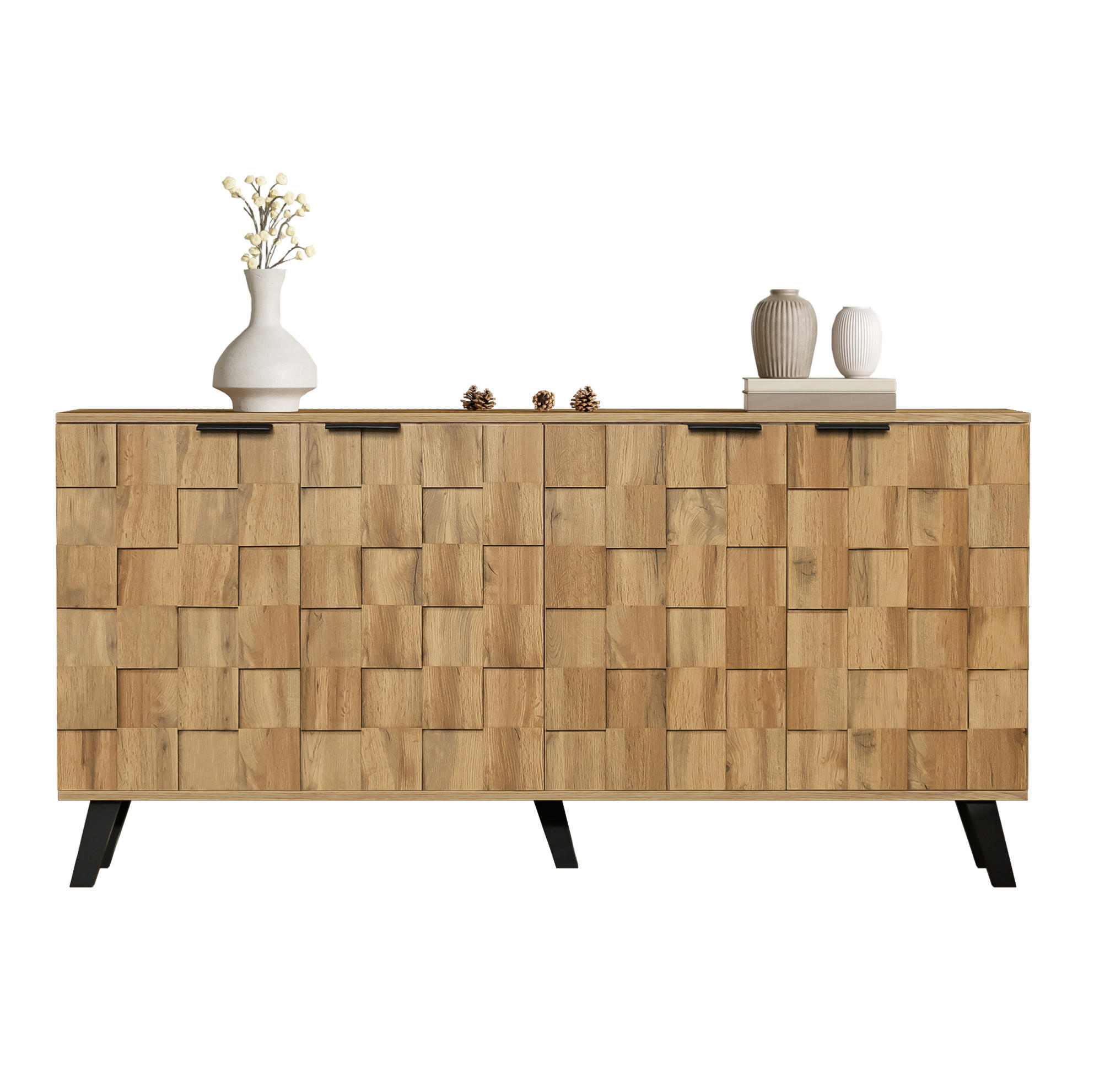 SIDEBOARD mit 4 Türen 160,5 x 35,5 x 78 cm Holzoptik - Hellbraun, Holzwerkstoff (160.5/78/35.5cm) - Meubliv