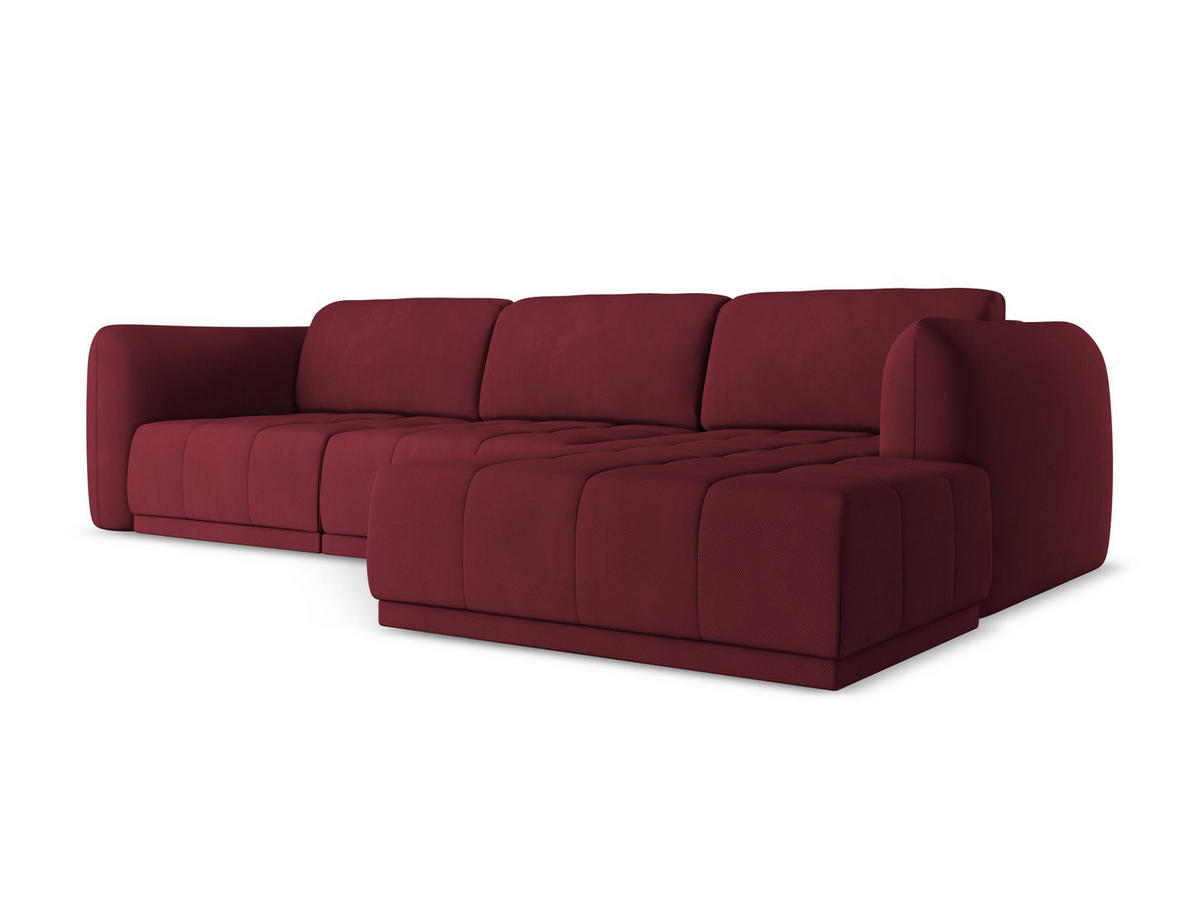ECKSOFA Rechts Chenille Stoff Rot - Rot/Weinrot, Kunststoff/Textil (290/170cm) - Makamii