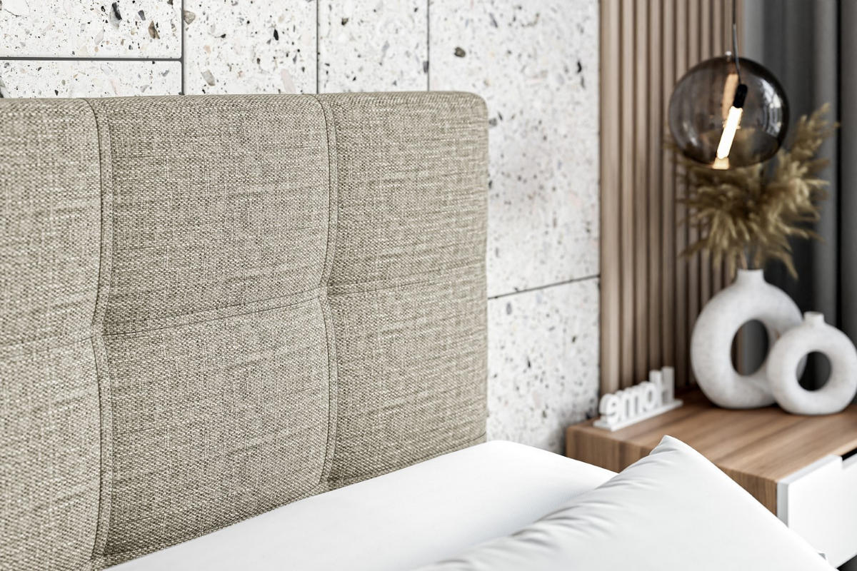 BOXBETT mit Matratze H3 und Lattenrost - MARCE - 90x200 - Links Beige - Beige, Holzwerkstoff (90/200cm) - ALTDECOR