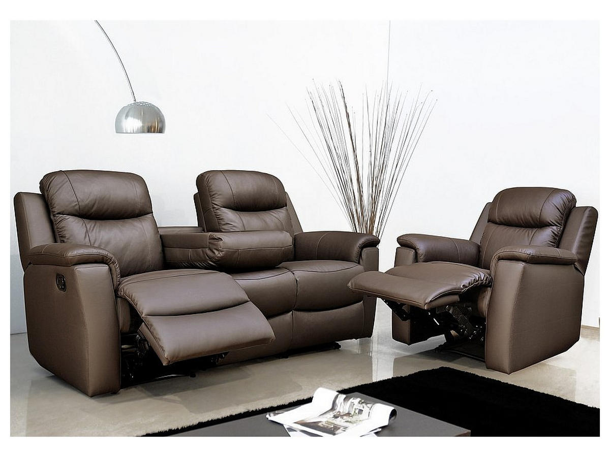 RELAXSOFA Leder 2-Sitzer - Anthrazit - EVASION - Anthrazit, Leder (96/100/156cm) - Vente-Unique