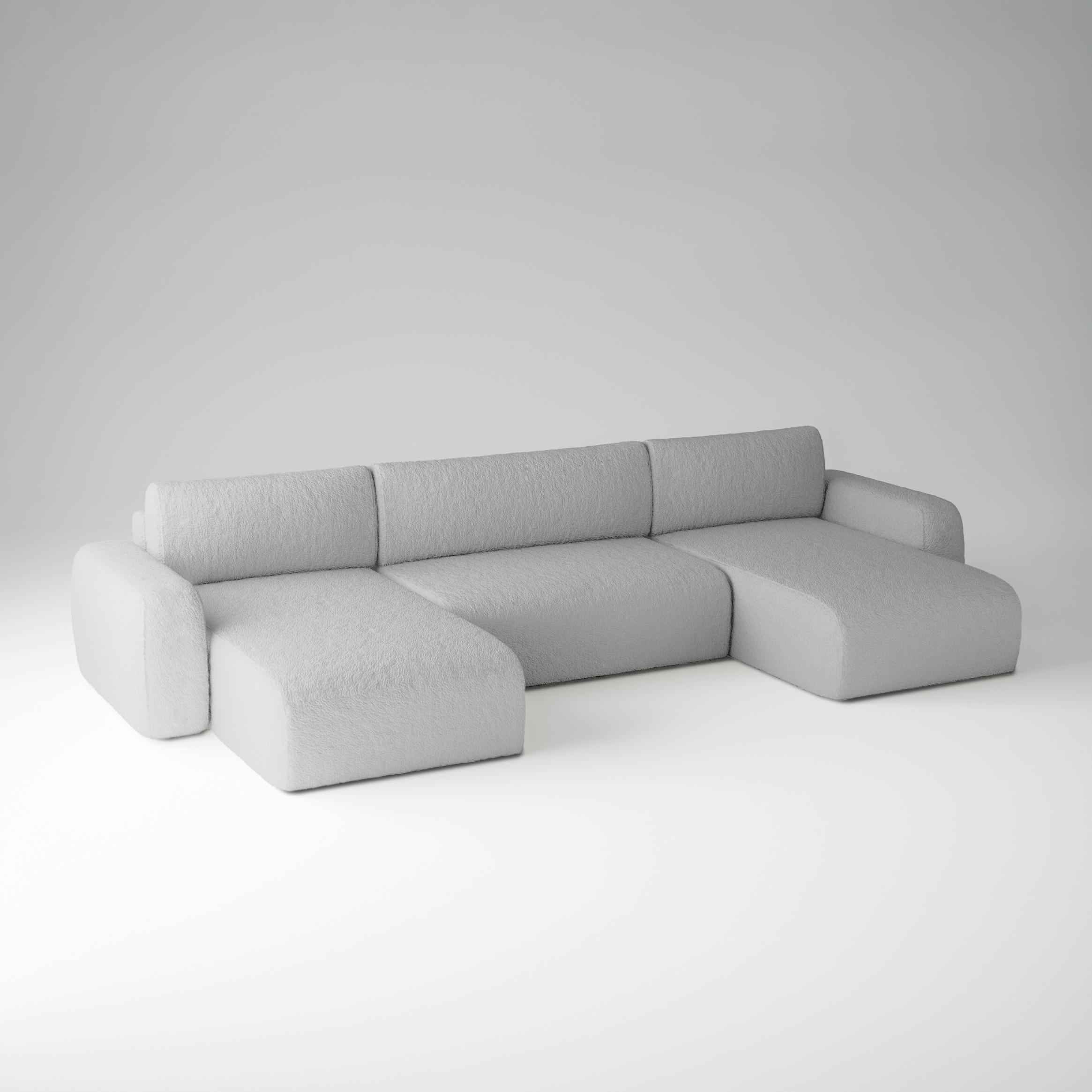 WOHNLANDSCHAFT Eckcouch Hellgrau Varde U - Hellgrau, Textil (185/70/398cm) - Fedve