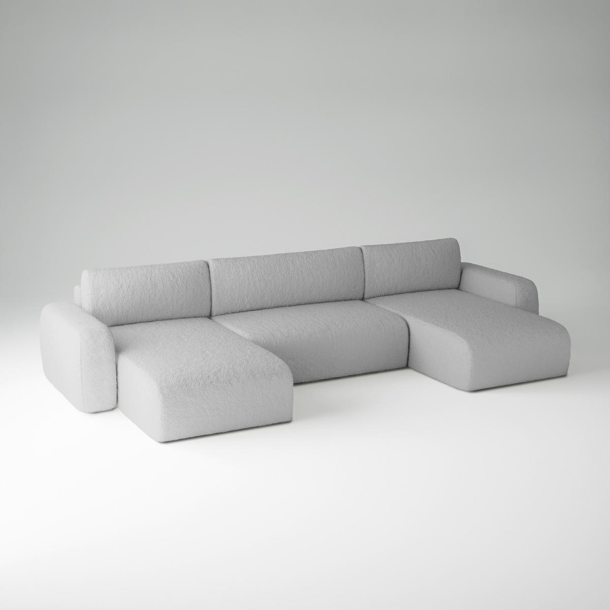 WOHNLANDSCHAFT Eckcouch Hellgrau Varde U - Hellgrau, Textil (185/70/398cm) - Fedve