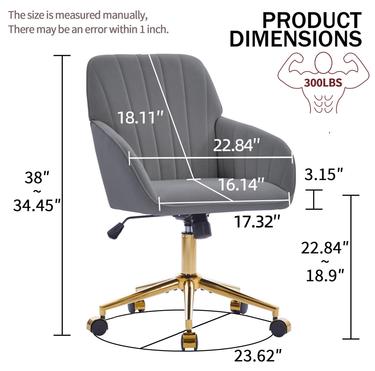 BÜRODREHSTUHL höhenverstellbar Samt Grau - Grau, Metall (60/97/62cm) - Meubliv
