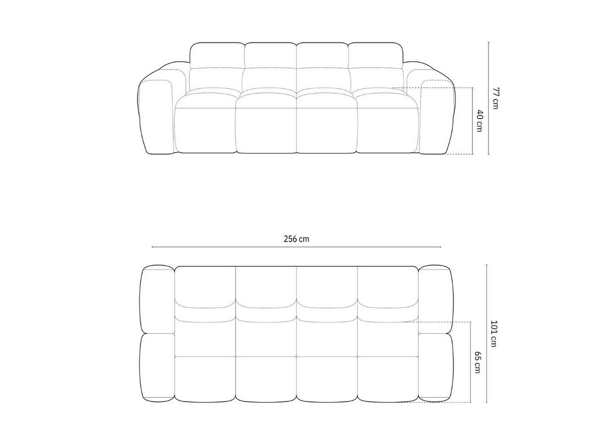 SOFA Lisa aus Samt dunkelgrau 4 Sitzplätze - Dunkelgrau, Textil (256/77/101cm) - Micadoni