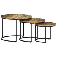 SATZTISCHE 3Er Set Altholz Massiv - Hellbraun, Holz (105/60/45cm) - vidaXL