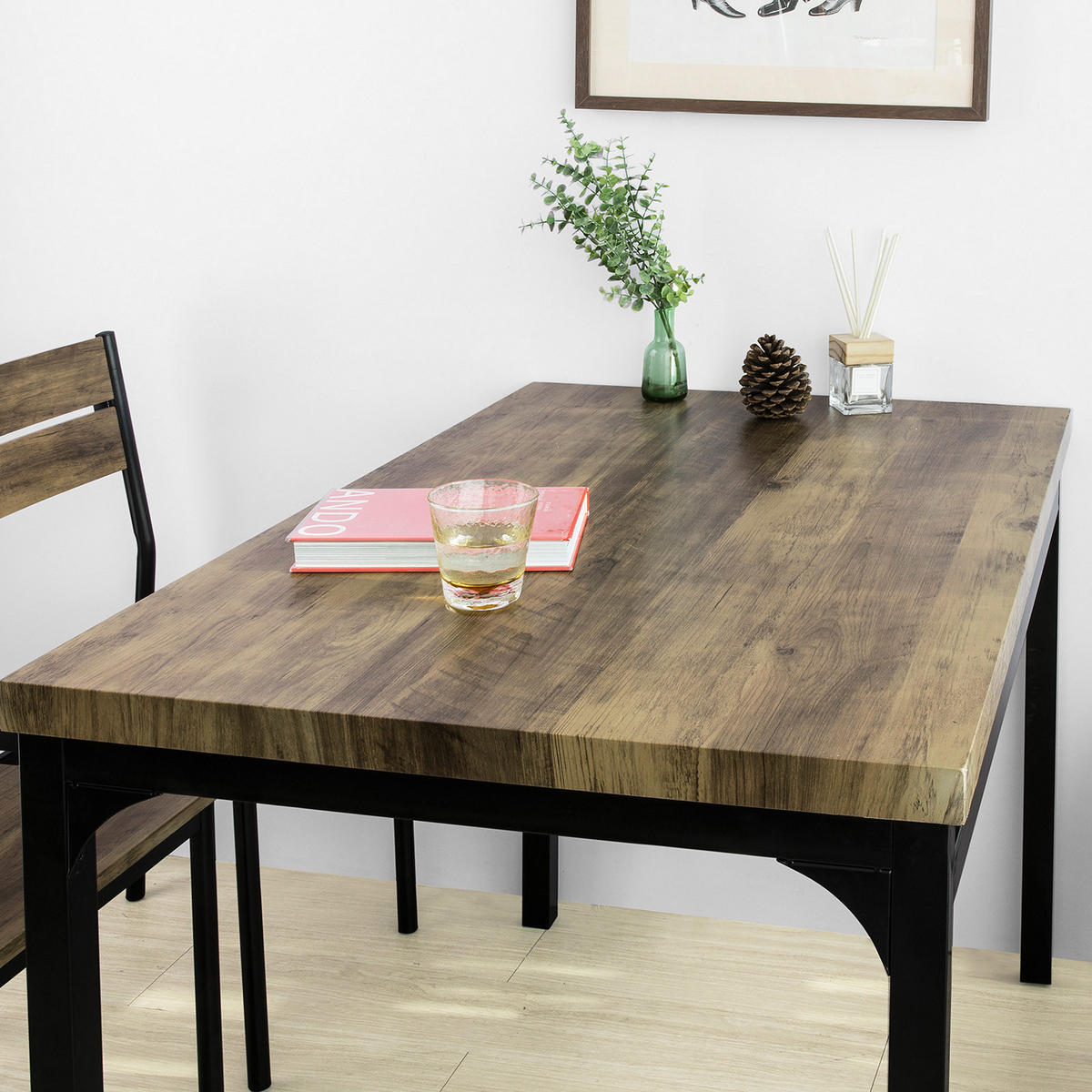 ESSTISCH + 4 x STÜHLE - Naturfarben, Holzwerkstoff/Metall (110/76/70cm) - SoBuy
