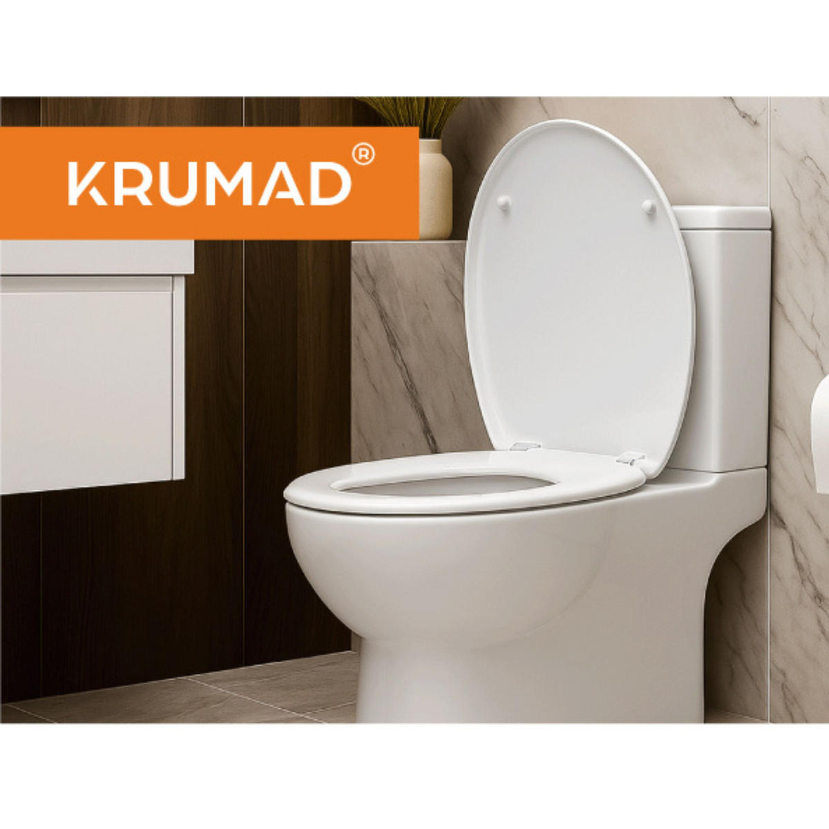 TOILETTENDECKEL mit Absenkautomatik - Weiß, Kunststoff (44.5/5/46.5cm) - KRUMAD