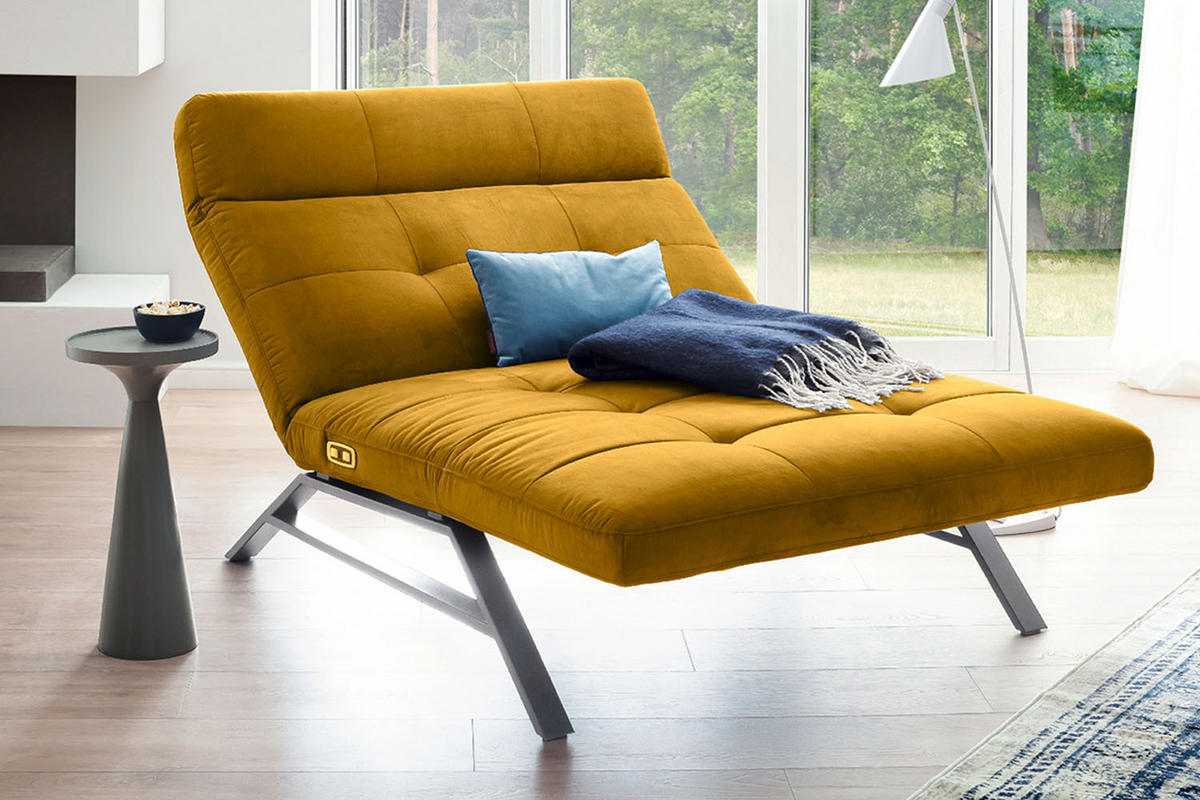 LIEGE AMERIVA Gelb Velvet - Gelb/Silberfarben, Textil (120/110/158cm) - KAWOLA