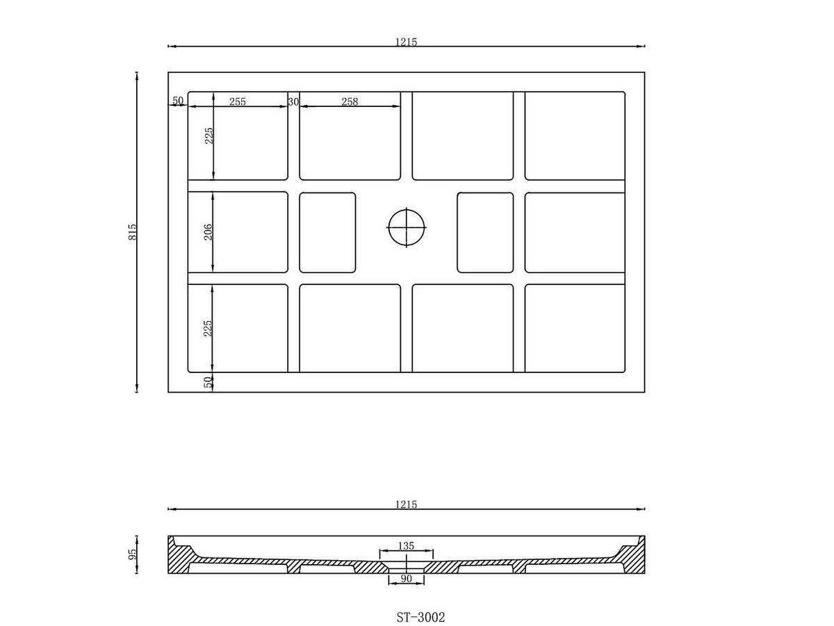DUSCHTASSE - Beton - 121,5 x 81,5 x 9,5 cm - RIAZOS - Grau, Stein (121.5/9.5/81.5cm) - Vente-Unique
