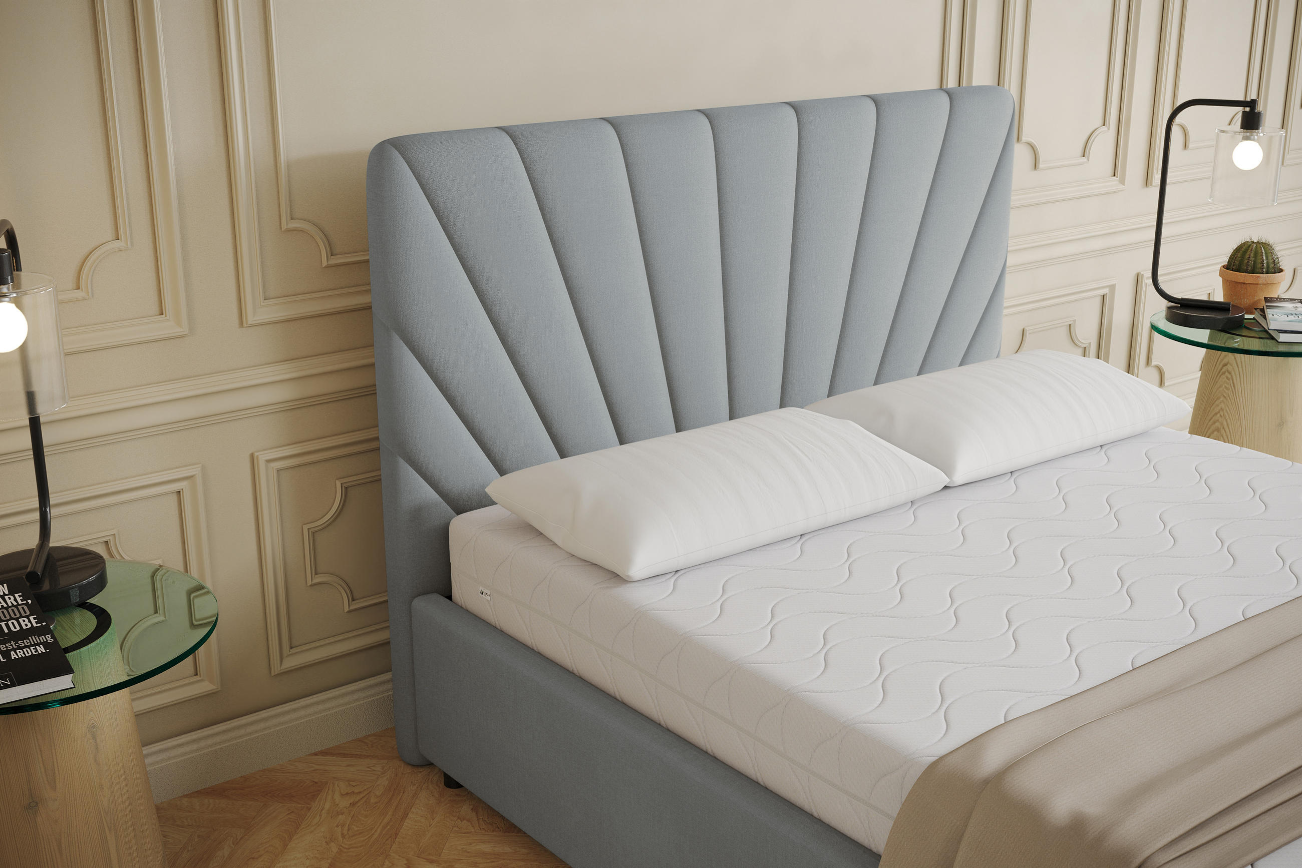 Thumbnail - Homesy Polsterbett, Hellgrau, Holz, Mode, 140x200 cm, Oeko-Tex® Standard 100, Schlafzimmer, Betten, Polsterbetten