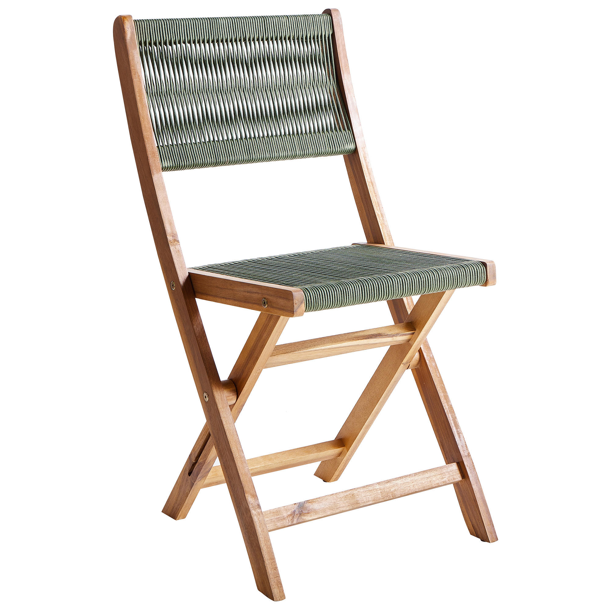 GARTENSTUHL 2er Set Grün Prossedi - Hellbraun/Grün, Holz (42/84/50cm) - Beliani