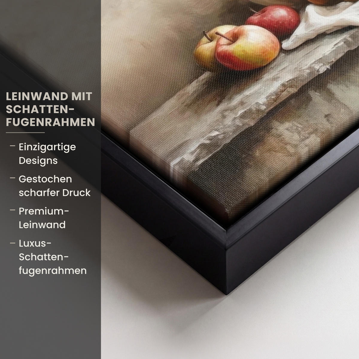 LEINWAND Bilder mit Rahmen - Obst - Kräuter - Ländlich - 30x20 - Naturfarben, Textil (30/20cm) - MuchoWow