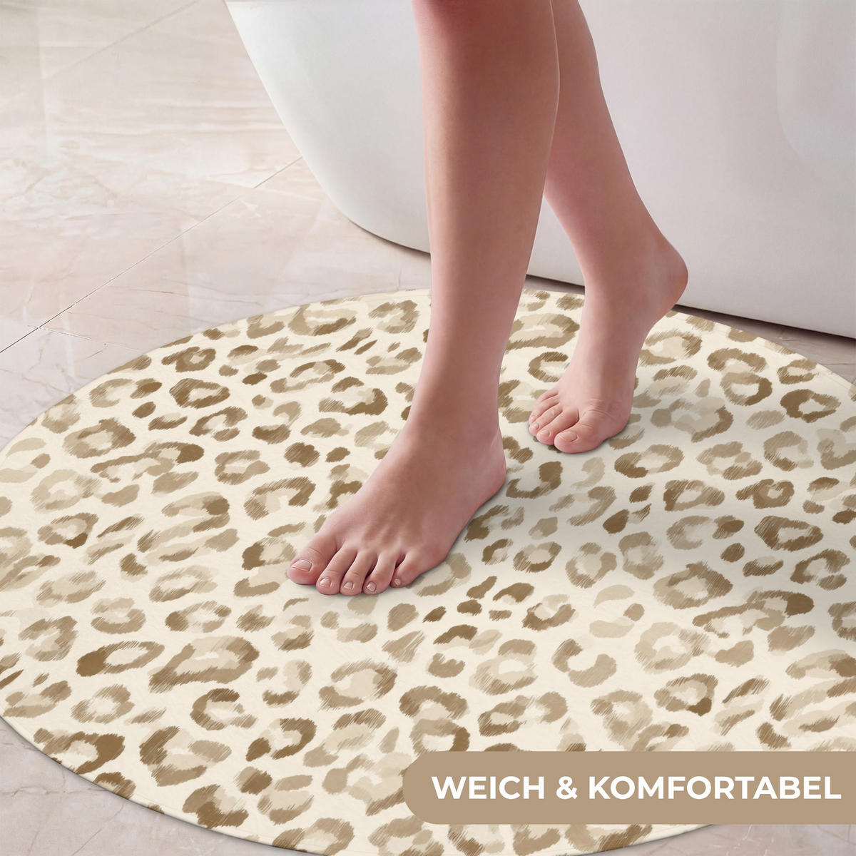 KOUPELNOVÁ PŘEDLOŽKA Leopard - Classic - Béžová 70x70 cm - světle hnědá, textil/plast (70/70cm)