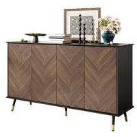 SIDEBOARD 140/40/80 cm in Schwarz/Braun mit 4 Türen und verstellbaren Regalen - Schwarz, Holzwerkstoff (140/80/40cm) - Flora Grace
