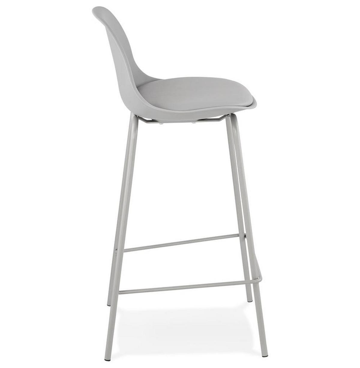 BARHOCKER Kunstleder Metallgestell Sitzhöhe 65cm Rückenlehne RENIXA MINI, Grau 42x41,5x86,5 cm - Grau, Kunststoff/Textil (42/87/42cm) - KADIMA DESIGN
