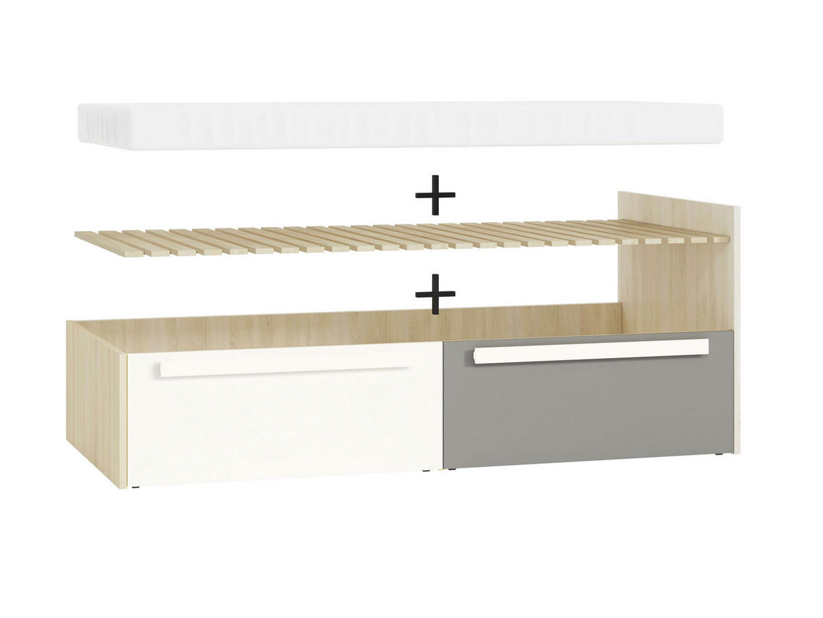 JUGENDBETT – DROP 1702 – 97 x 205 cm – Drop - Buchefarben/Weiß, Holzwerkstoff - hi-markt