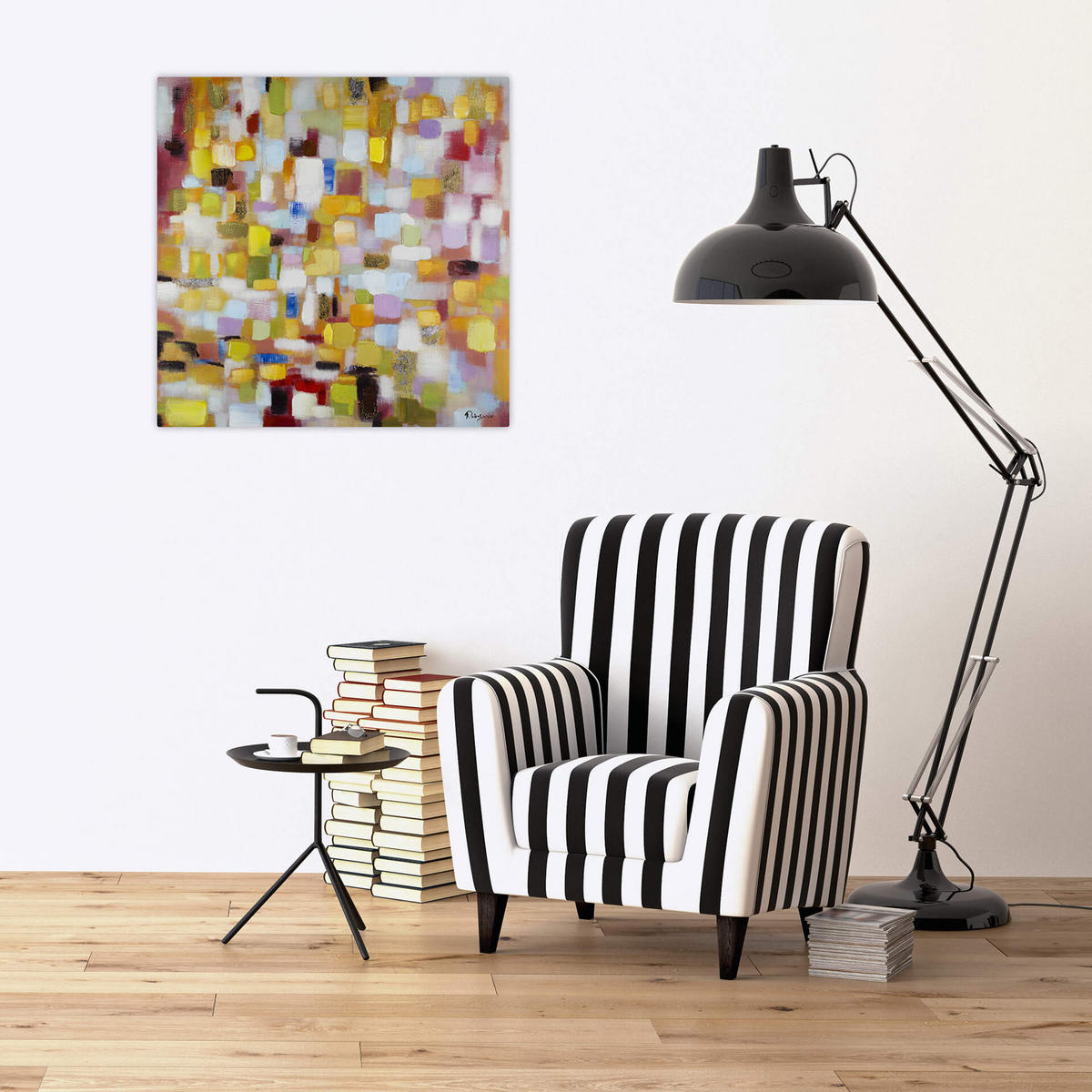 OLEJOMAĽBA 80/80 cm, Zvieratá - žltá, drevo/textil (80/80cm) - KUNSTLOFT