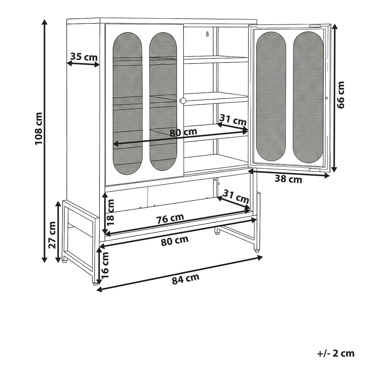 SIDEBOARD mit 2 Türen Metall Weiß Soletta - Weiß, Metall (84/108/35cm) - Beliani