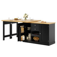 KÜCHENINSEL 120-197×40×74 cm aus MDF und Metall mit 360° drehbarer ausziehbarer Tischplatte, schwarz - Schwarz, Holzwerkstoff (197/74/40cm) - Luhomfu