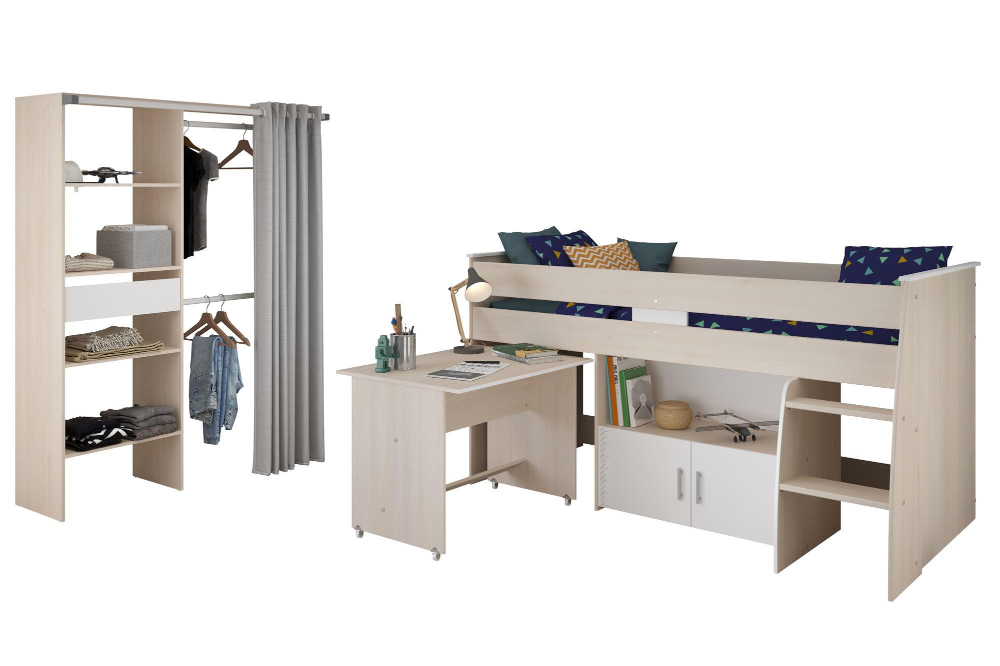 KINDERZIMMER-SET 2-tlg. Parisot Charly 22 Holzdekor Akazie/Weiß - Weiß/Akaziefarben, Kunststoff (100/1/200cm) - 58aufmkessel