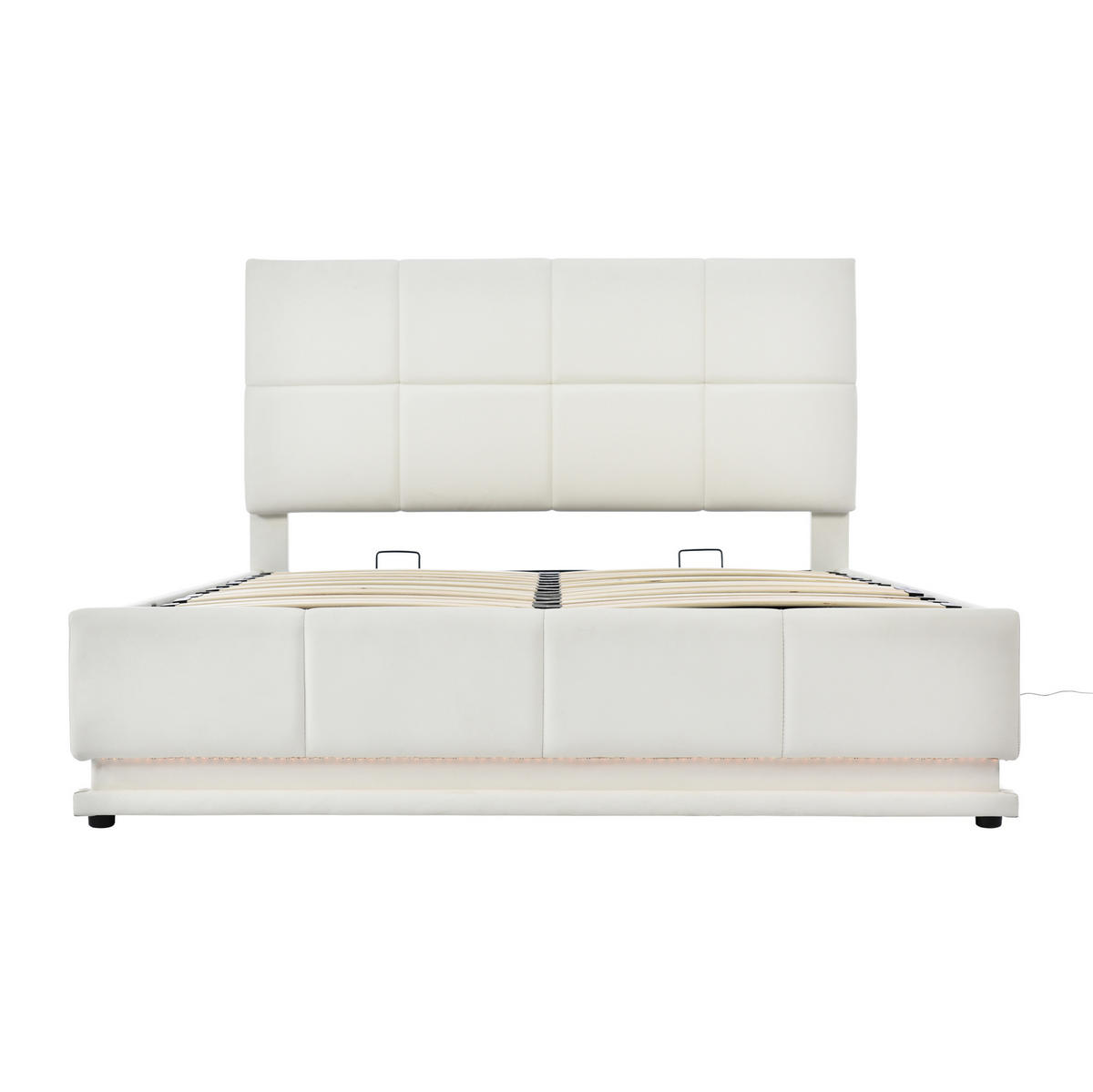 POLSTERBETT mit LED-Beleuchtung 140/200 cm mit Bettkasten in Weiß - Weiß, Textil (140/200cm) - BEAOK