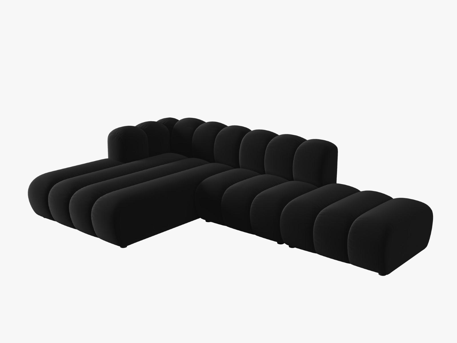 ECKSOFA modular links Lupine aus Samt schwarz 5 Sitzplätze - Schwarz, Textil (177/299cm) - Micadoni