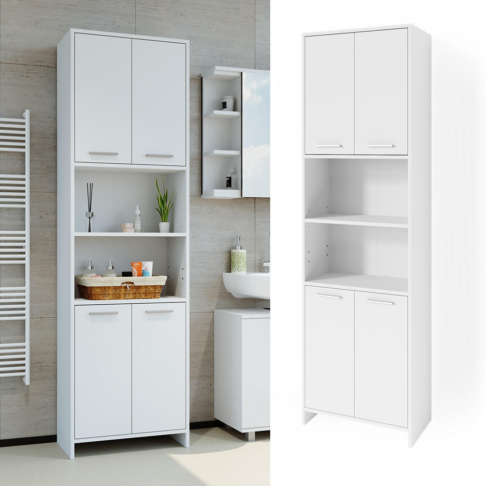 BADSCHRANK Maris Weiß 56.1 x 190 cm - Weiß, Holzwerkstoff (56.1/190/30cm) - Vicco