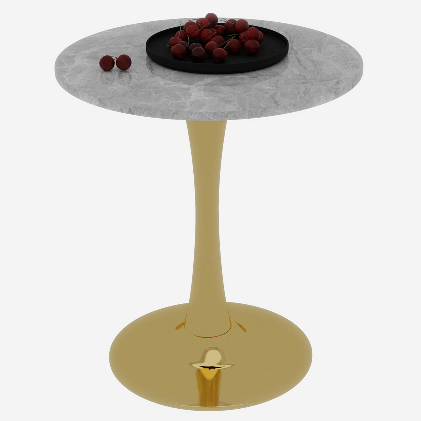 COUCHTISCH 70/70/72 cm Golden Rund mit Tischplatte aus Kunstmarmor - Goldfarben, Stein (70/70/72cm) - OKWISH