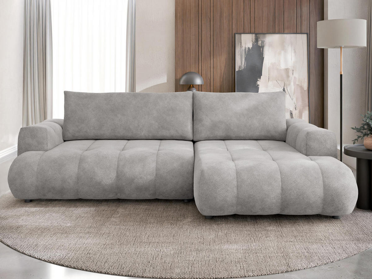 ECKSOFA Haiti, Seite: Rechts 2R+LC - Hellgrau/Schwarz, Holz/Textil (276/156cm) - MIRJAN24