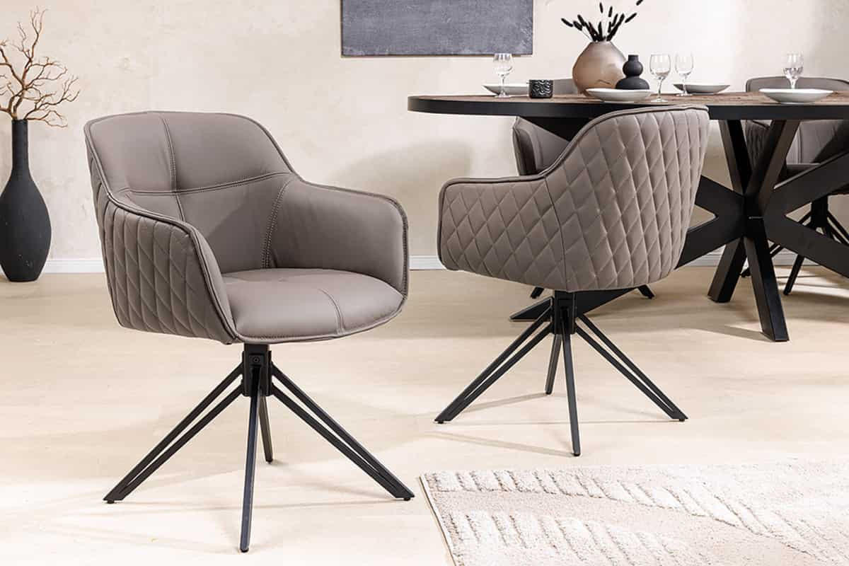 STUHL EUPHORIA Echtleder Taupe 80 cm - Taupe/Schwarz, Leder/Metall (58/82/60cm) - riess-ambiente