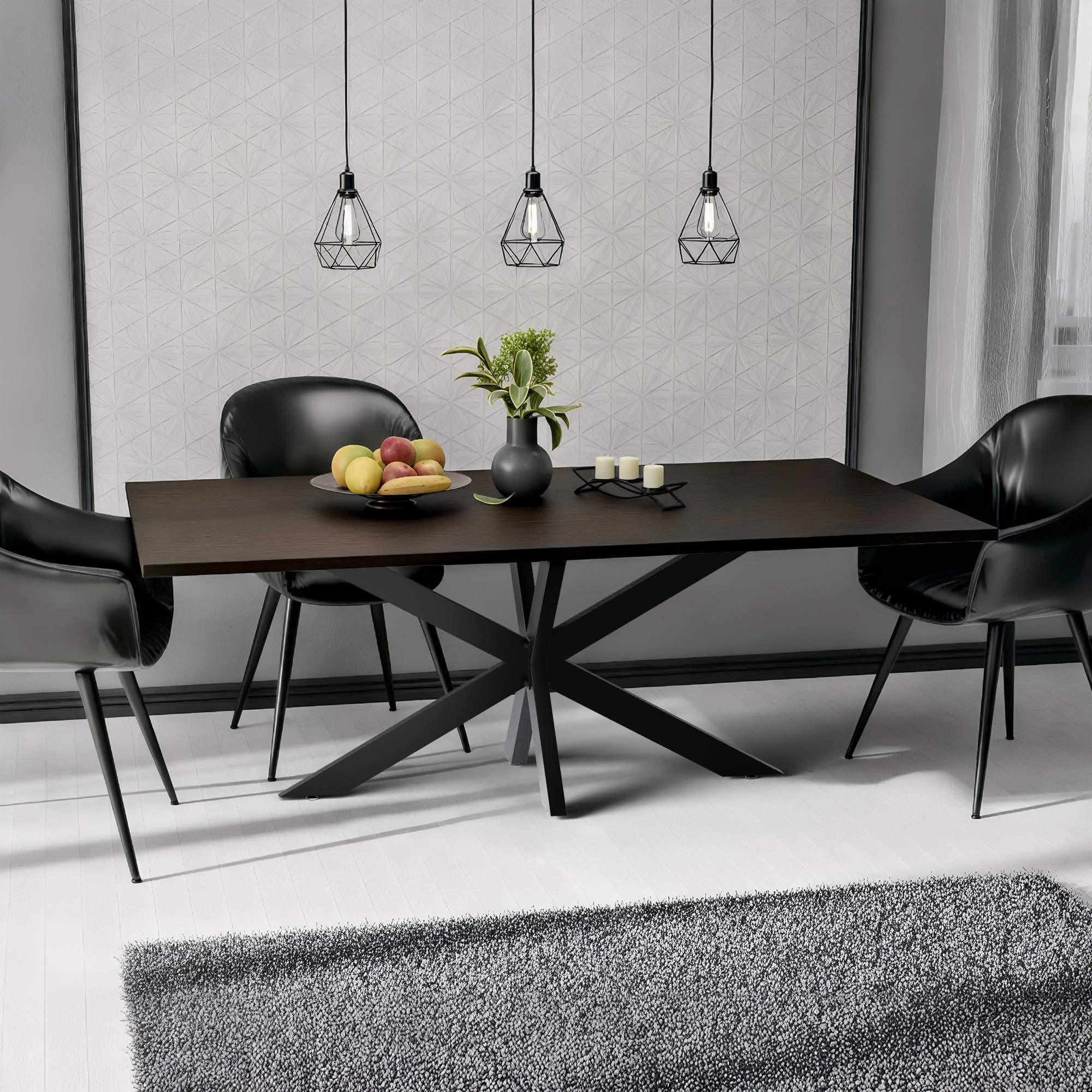 TISCHBEIN eckig 150/78/71 cm Metall schwarz - Schwarz, Metall (150/71/78cm) - CLP