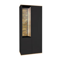 VITRINENSCHRANK Faro Anthrazit und Asteiche - Grau, Holzwerkstoff (42/195/81cm)