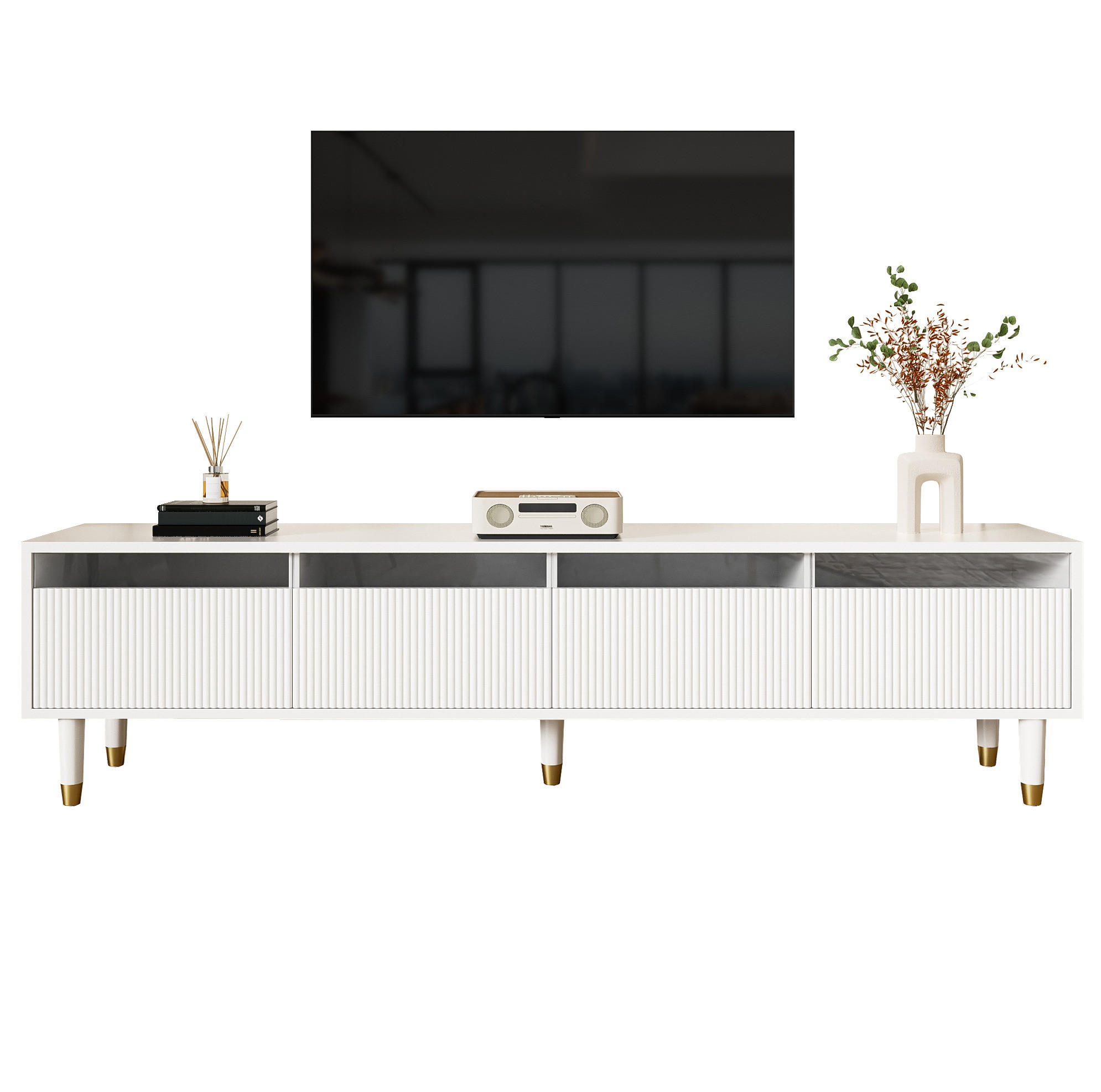 LOWBOARD 178/35/45 cm Weiß aus MDF mit 4 Schubladen - Weiß, Holzwerkstoff (35/45/178cm) - OKMYHOME