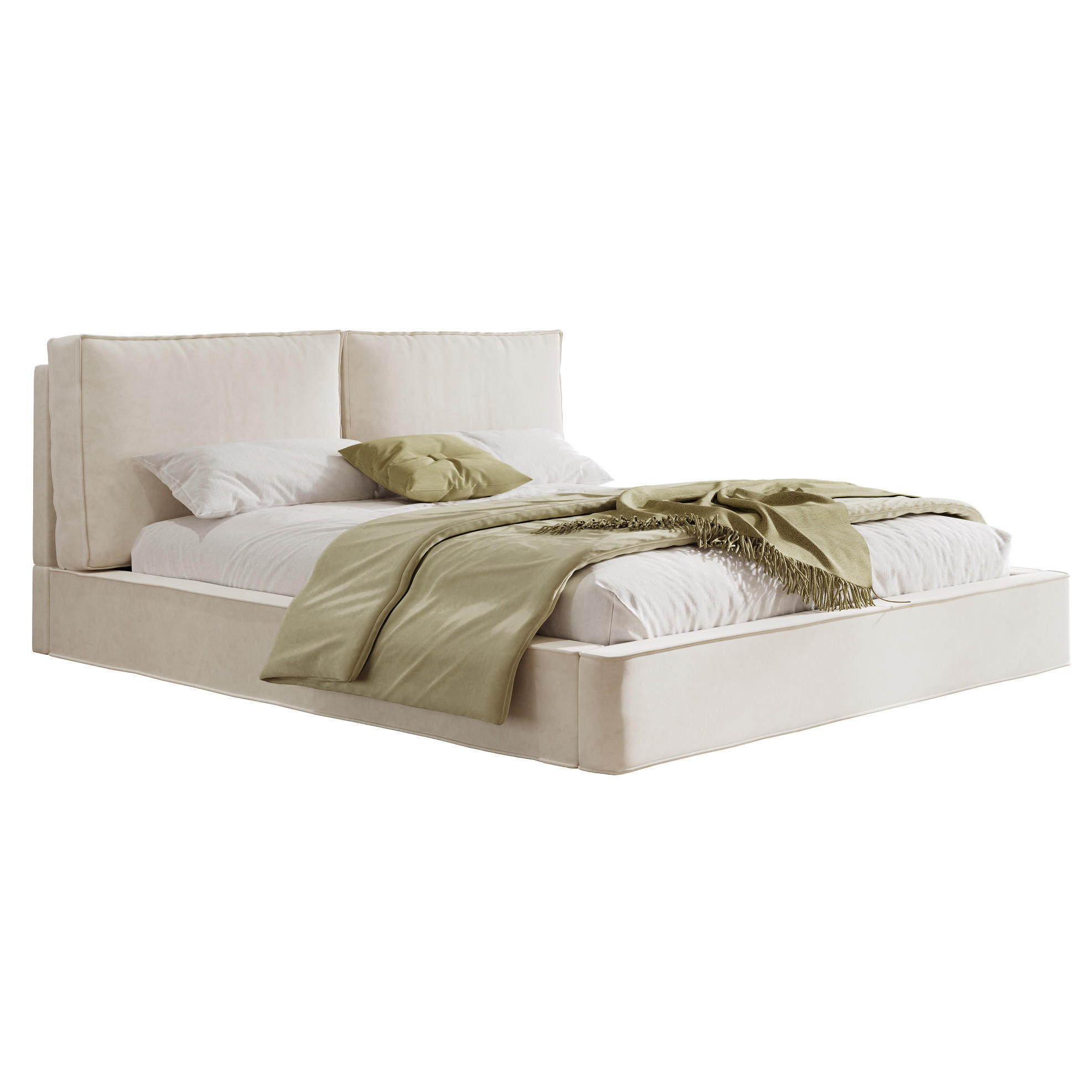 POLSTERBETT 180/200 cm aus Chenille mit Lattenrost und gepolstertem Kopfteil Beige - Beige, Textil (180/200cm) - Modenvie