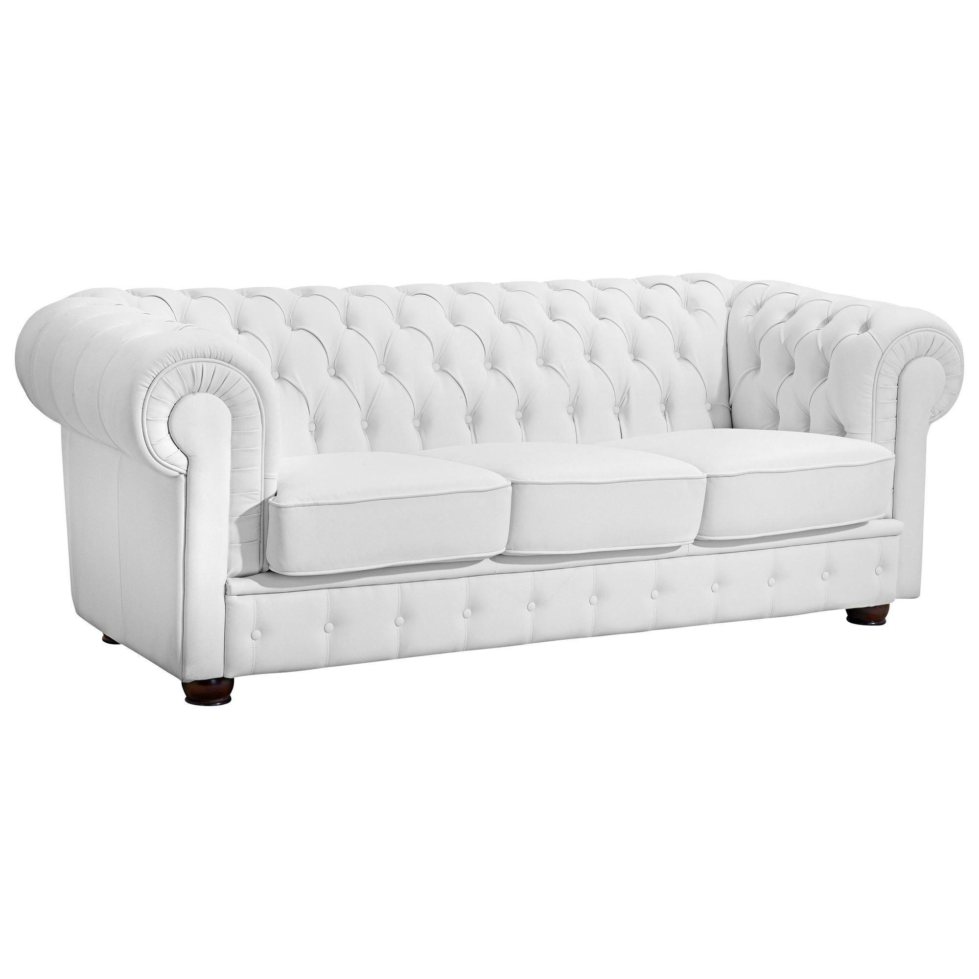 SOFA 3-Sitzer Kalea Bezug pigmentiertes Nappaleder Buche nussbaum dunkel / weiß - Weiß, Leder (200/76/98cm) - 58aufmkessel