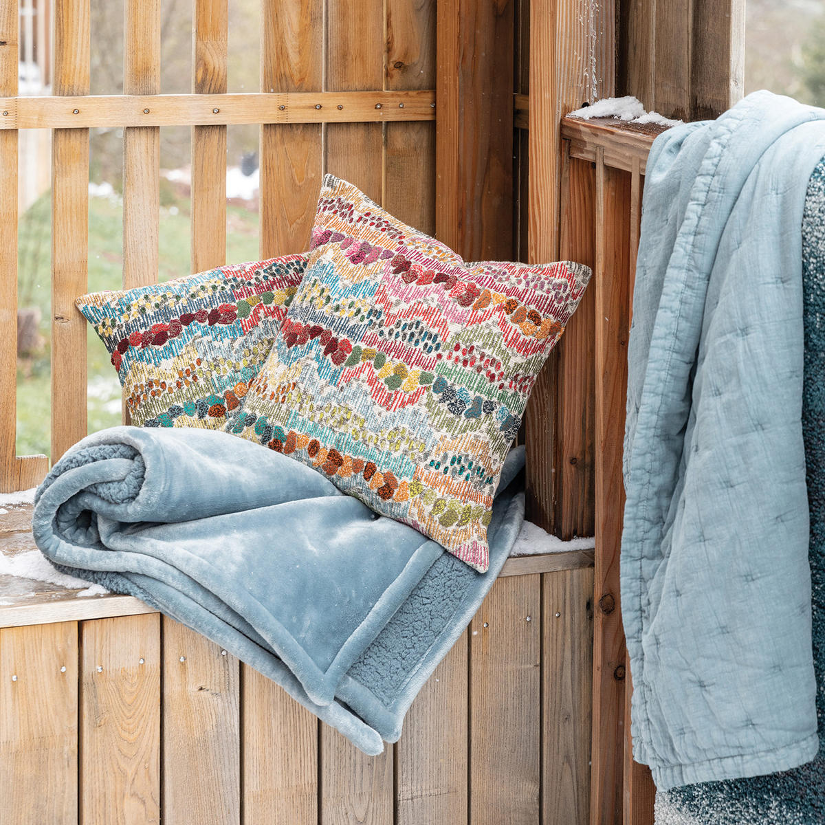 BETTÜBERWURF Michka alizée 240 x 220 cm - Blau, Textil (220/240cm) - Vivaraise