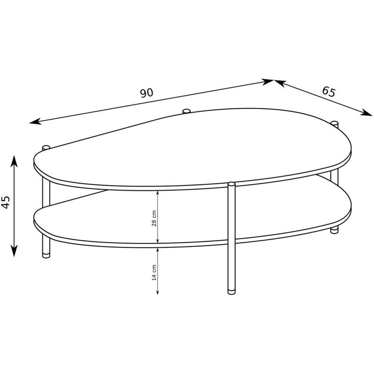 COUCHTISCH Lume in Tropfenform mit Metallgestell, kaschmir - Kaschmir, Holzwerkstoff (65/90/45cm) - Beautysofa