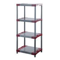 KUNSTSTOFFREGAL BIG GREY BEAR Low 138x70x46cm Fachlast 160kg Grau-Rot - Rot, Kunststoff (70/138/46cm) - PROREGAL
