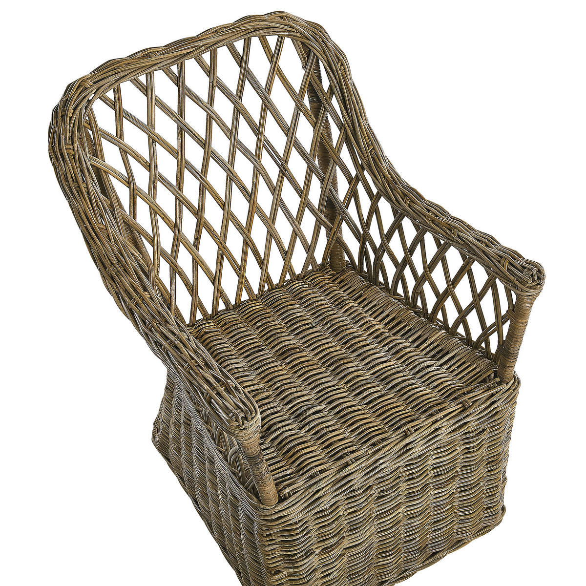 GARTENSESSEL Rattan natürlich Auflagen cremeweiß Maros - Beige/Naturfarben, Naturmaterialien (60/90/70cm) - Beliani