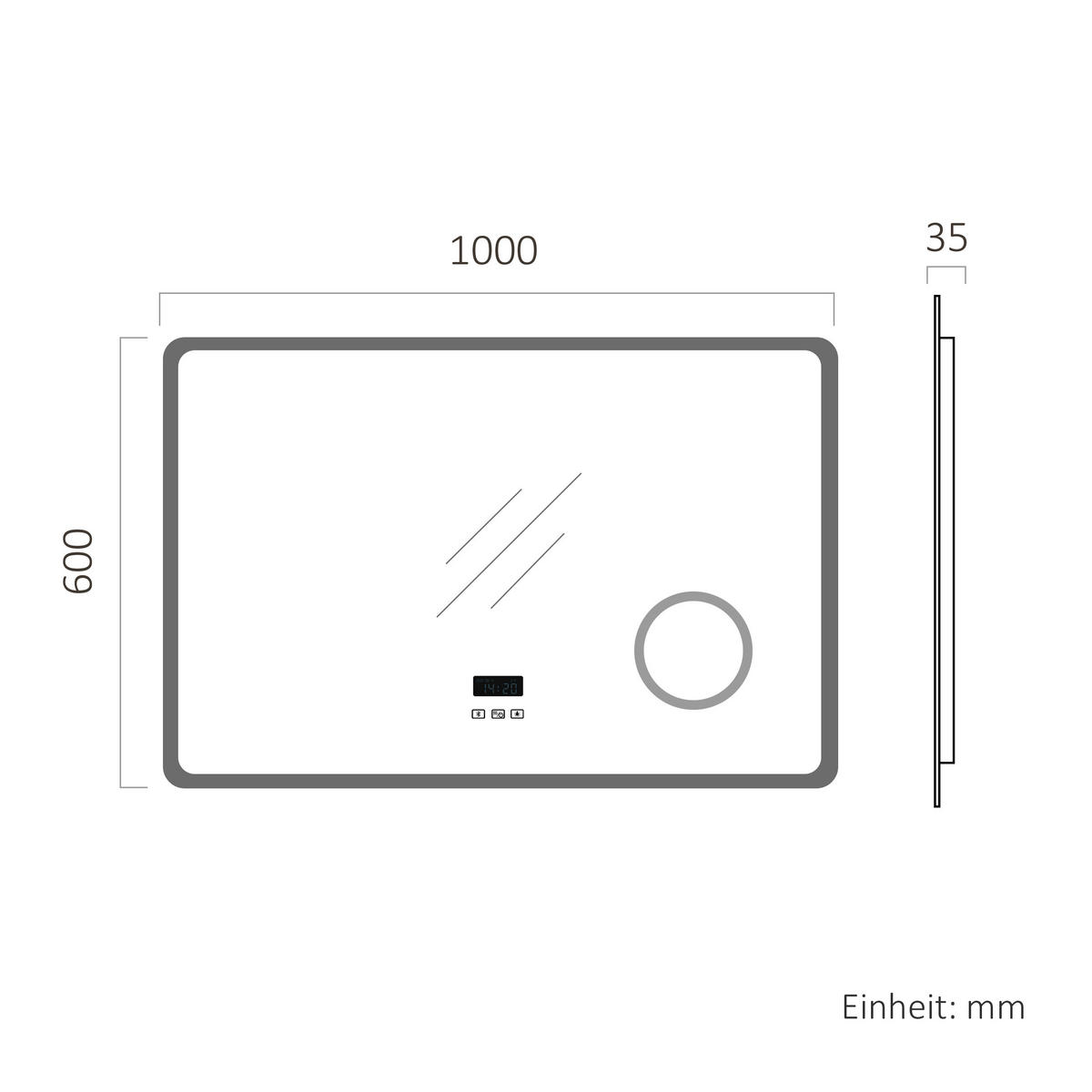 OGLINDA de baie cu LED-uri 100/60 cm - transparent, sticlă (100/60/3.5cm) - EMKE