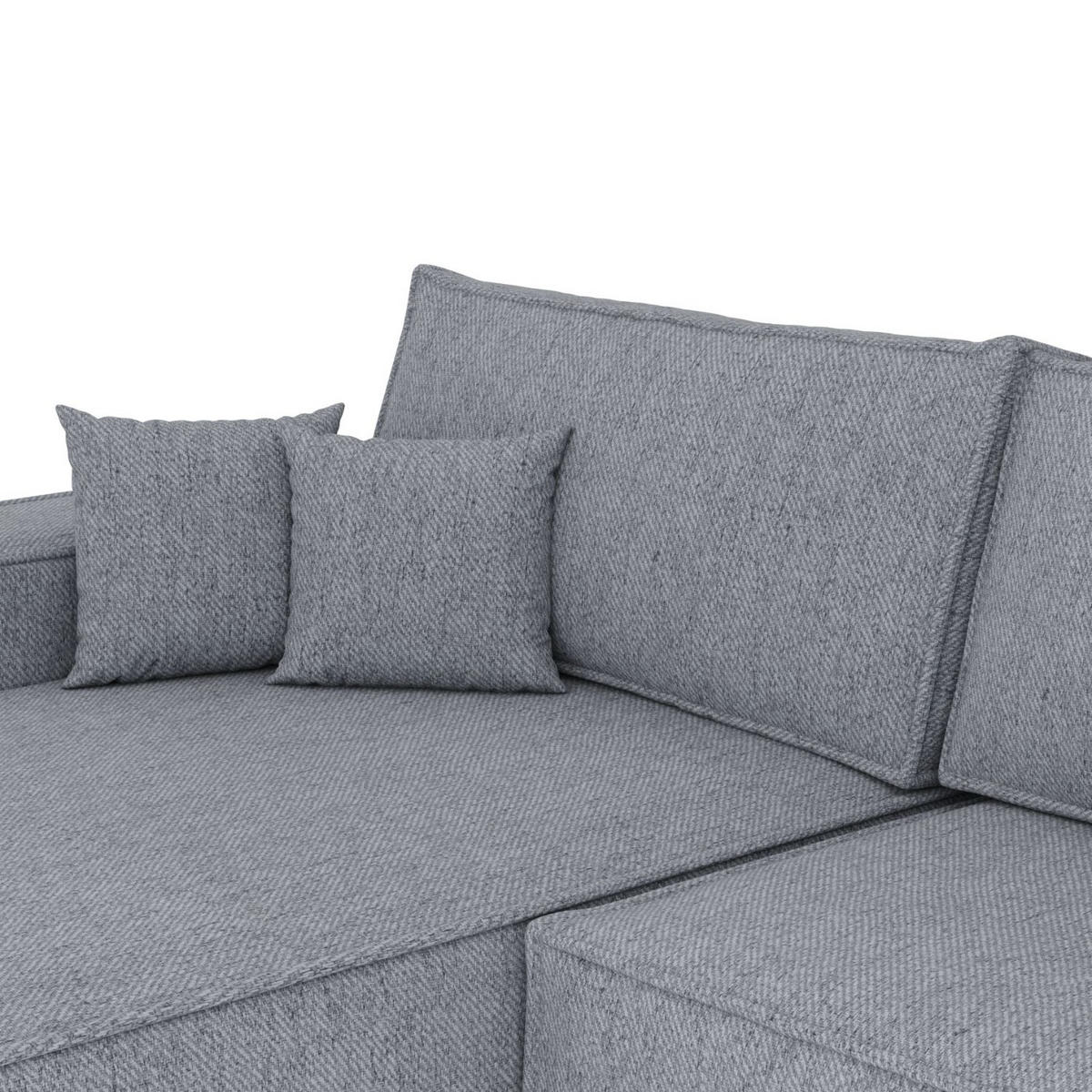 ECKSOFA TAURI mit Schlaffunktion Grau im Neve Stoff - Schwarz/Grau, Holz/Holzwerkstoff (294/185cm) - AltaBeds
