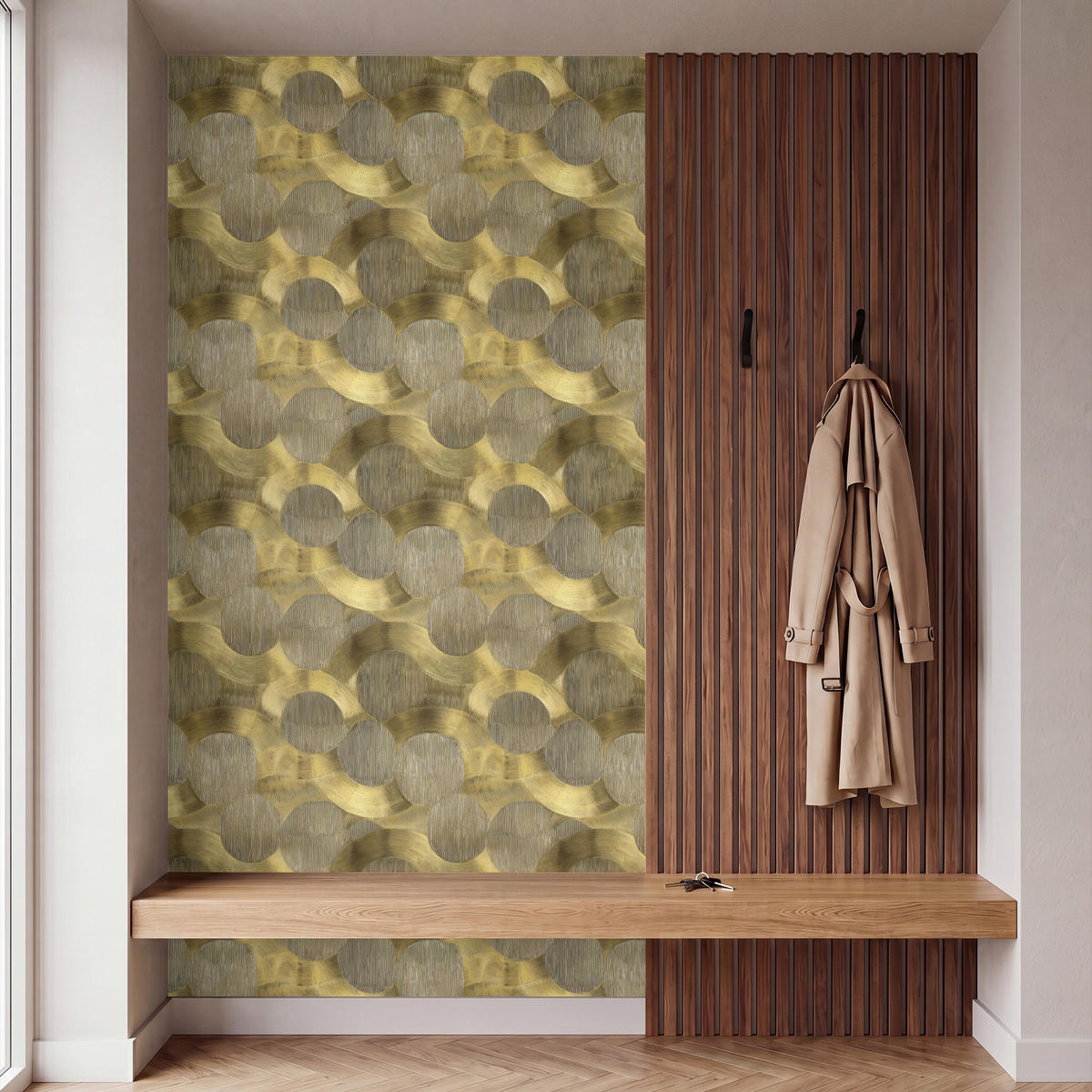 TAPETE - Modern - Geometrisch - Gold - 160x300 cm - Goldfarben, Papier (160/300cm) - OnlyWow