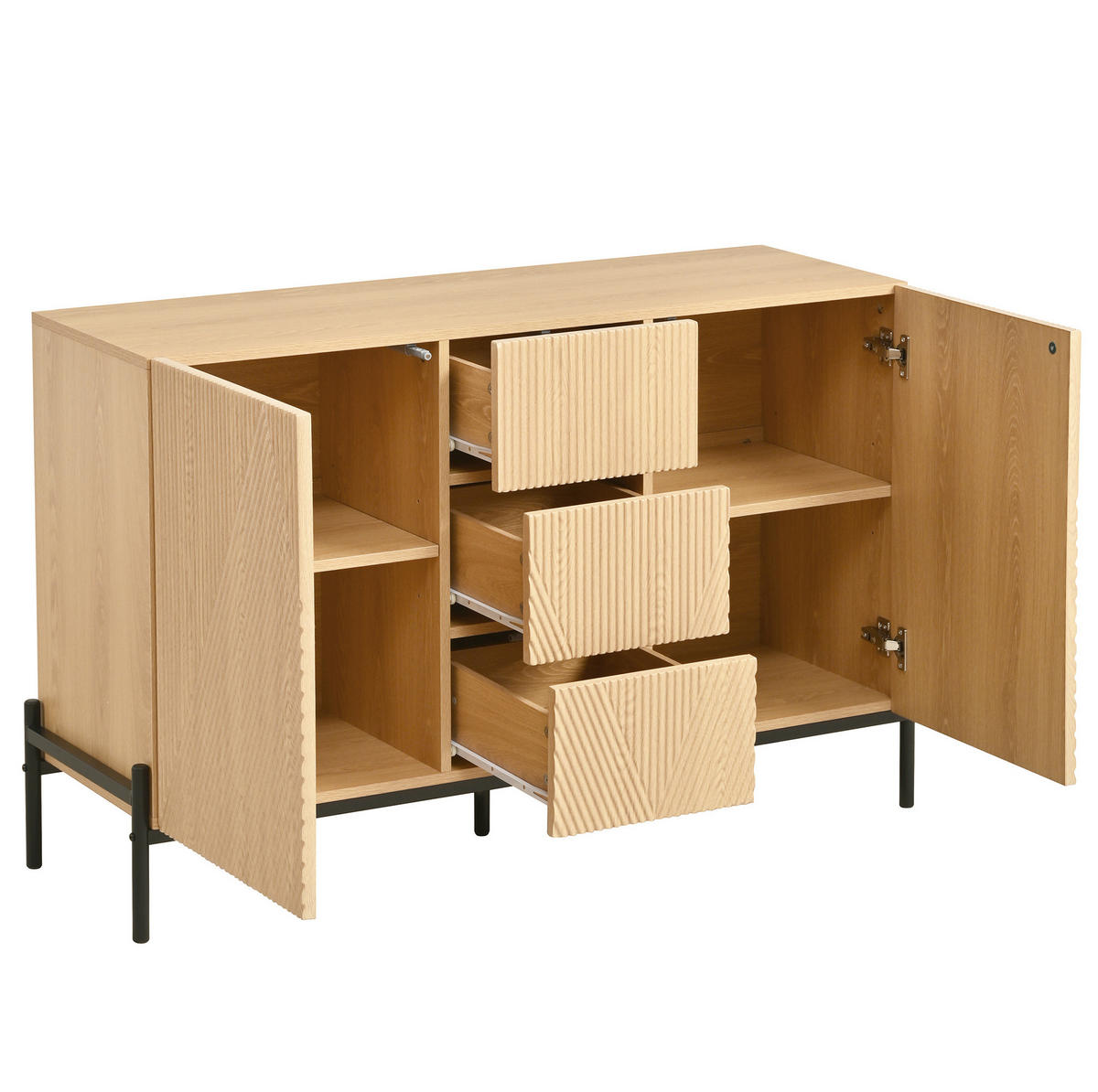 SIDEBOARD 115,5/40/76 cm in Natur mit 2 Türen und mittiger Schublade - Naturfarben, Holzwerkstoff (115.5/76/40cm) - Flora Grace