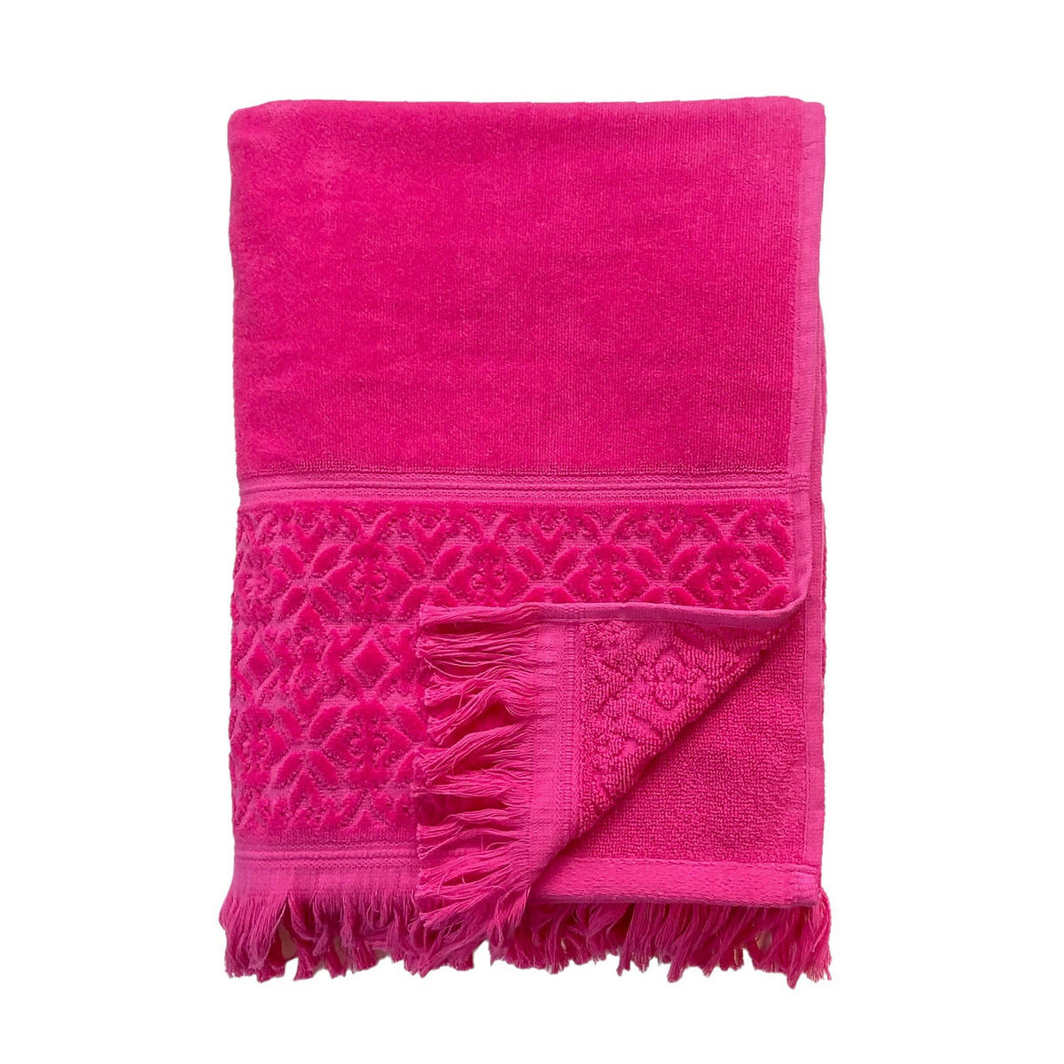 BADETUCH Velours uni Romance Fuchsia 90x170 460g/m² - Pink, Textil (90/170cm) - LE COMPTOIR DE LA PLAGE