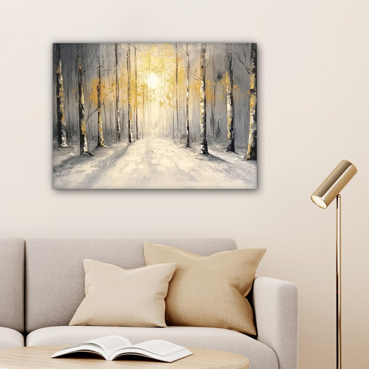 LEINWANDBILD Winter - Abstrakt - Schnee - Natur - Sonne Wandbilder 80x60 cm - Grau, Textil (80/60cm) - MuchoWow