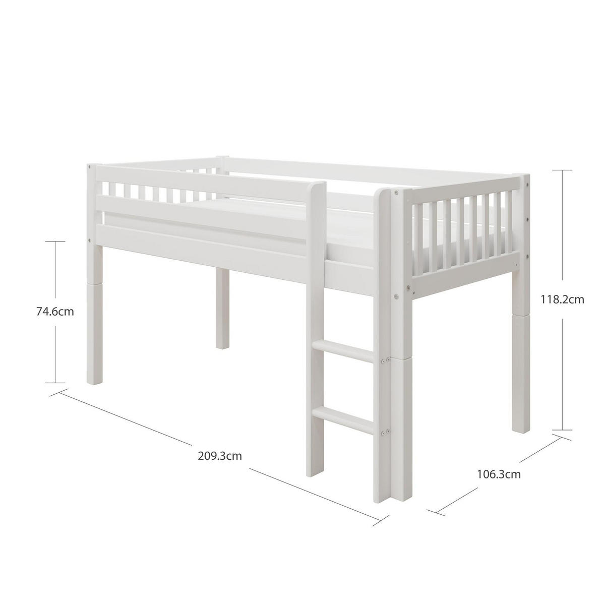 HOCHBETT NORDIC DREAM Weiß 209x106x118 cm - Weiß, Holz - FURNLUX