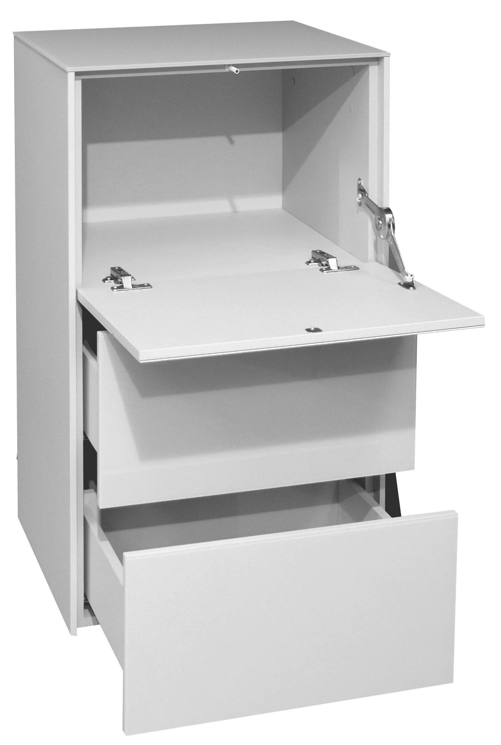 KOMMODE Elfi 52x42x89 Hochglanz Kreidegrau/Glas Kreidegrau - Hellgrau, Holzwerkstoff (52/89/42cm) - 58aufmkessel