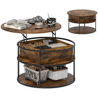 COUCHTISCH Höhenverstellbarer mit Ablagefläche, Braun - Braun, Metall (80/80/61.5cm) - HOMCOM