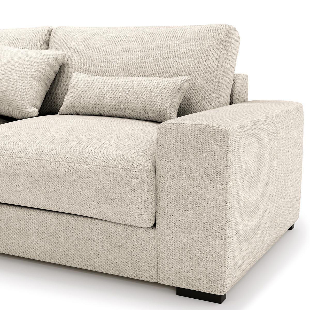 ECKSOFA mit Longchair - Schwarz/Grau, Kunststoff/Textil (340/205cm) - home24